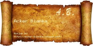 Acker Bianka névjegykártya